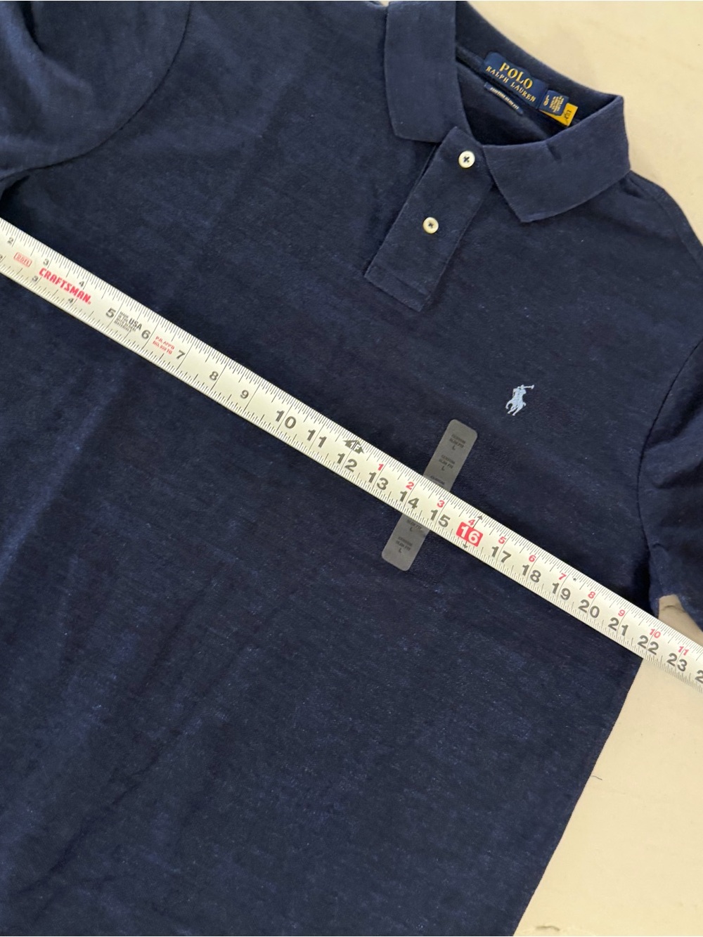 Polo Ralph Lauren Custom Slim Fit Polo Navy L Signature Pony New - Picture 5 of 5